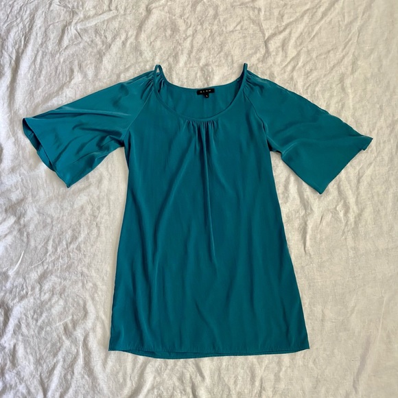 Teal Cold Shoulder Mini Dress - Picture 1 of 3